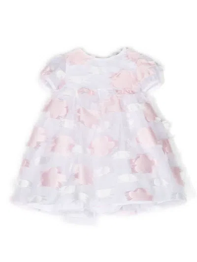Little Bear Babies' Floral-embroidered Cotton Dress In White