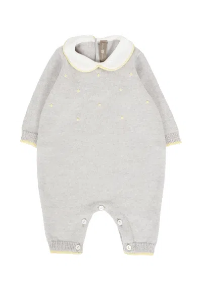 Little Bear Grey Romper For Babykids With Yellow Polka Dots In Gray