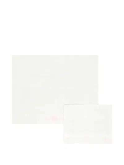 Little Bear Heart-embroidered Cotton Sheet Set (set Of Two)) In White