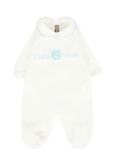 Little Bear Ivory Babygrow For Baby Boy With Bear In White