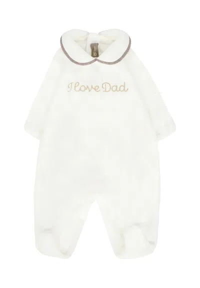 Little Bear Ivory Babygrow For Baby Kids With Writing In White