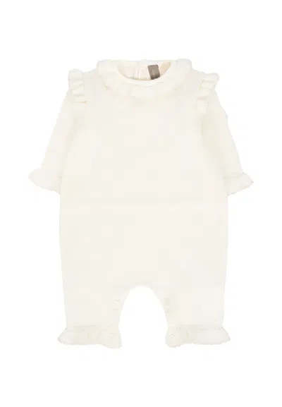 Little Bear Ivory Romper For Baby Girl In Neutral