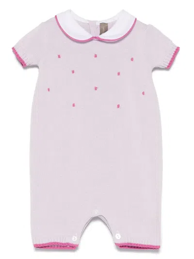 Little Bear Babies' Knitted Romper In Purple