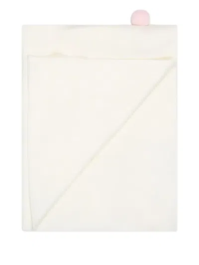 Little Bear Lattecipria Pompom Blanket In White