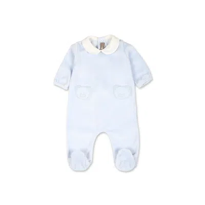 Little Bear Light Bleu Babygrow For Baby Boy With Logo In Blue