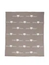 Little Bear Logo Wool Blanket In Brown