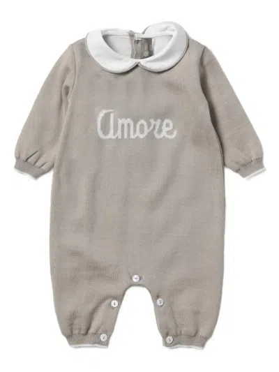 Little Bear Babies' Long-sleeve Collared Romper In Gray