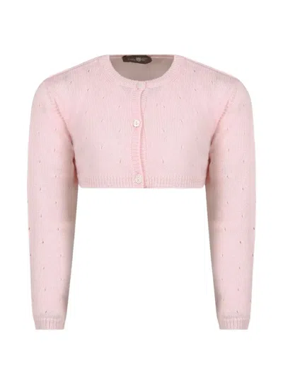 Little Bear Babies' Long-sleeve Perforated Cardigan In Pink