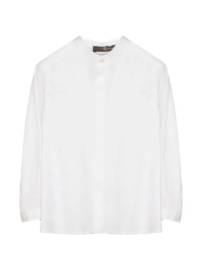 Little Bear Babies' Mandarin-collar Long-sleeve Shirt In White