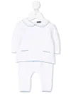 Little Bear Patch-pocket Knitted Tracksuit Set In White
