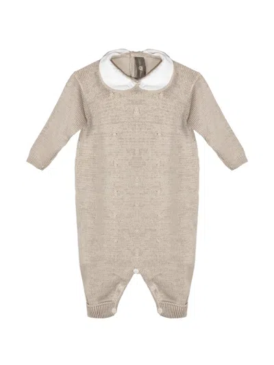 Little Bear Babies' Peter Pan Collar Long-sleeve Romper In Brown