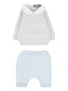 Little Bear Peter Pan-collar Striped Sweater And Trousers In Blue