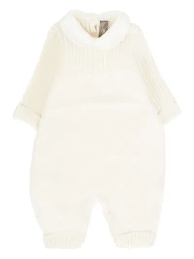 Little Bear Babies' Peter Pan-collar Virgin Wool Romper In Neutral