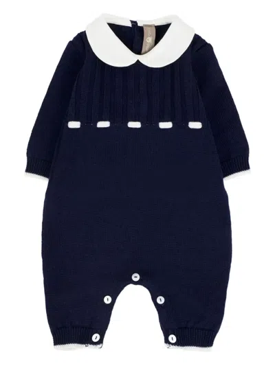 Little Bear Babies' Peter Pan Collar Wool Jumpsuit In Blue