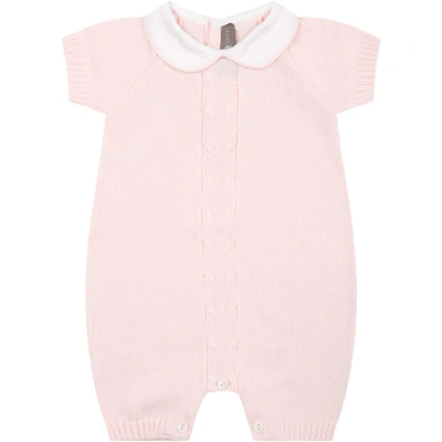 Little Bear Pink Romper For Baby Girl In Rosa