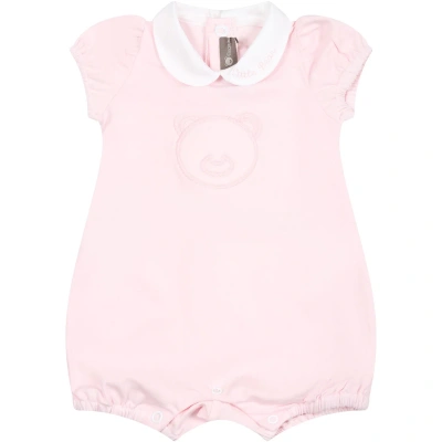 Little Bear Pink Romper For Baby Girl With Bear