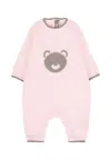 Little Bear Pink Romper For Baby Girl With Bear In Purple