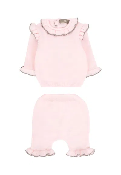 Little Bear Pink Set For Baby Girl With Ruffles In Animal Print