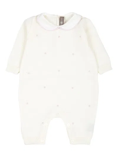 Little Bear Babies' Polka Dot-embroidery Romper In White