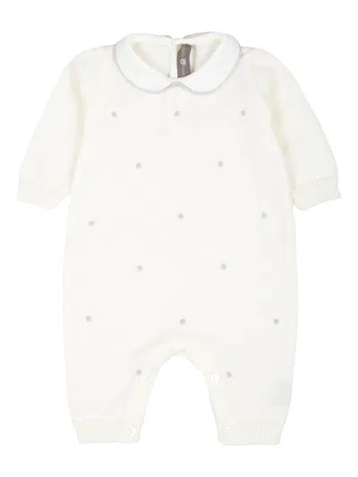 Little Bear Babies' Polka Dot-embroidery Romper In White