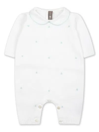 Little Bear Babies' Polka Dot Knitted Romper In White