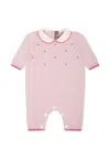 Little Bear Purple Babygrow For Baby Girl With Polka Dots In Violet