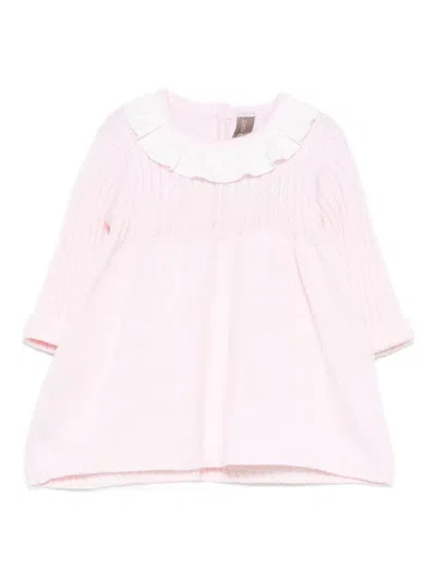 Little Bear Babies' Ruffled Button Fastening Dress In Pink