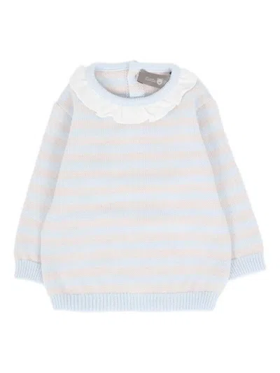Little Bear Babies' Ruffled Striped Sweater In Blue