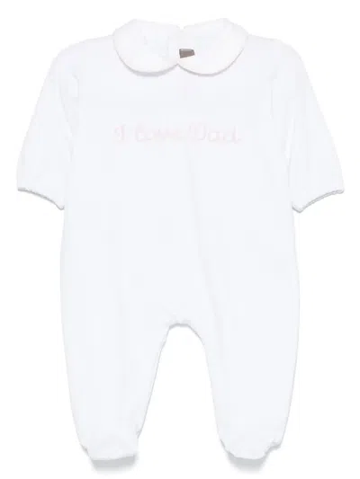Little Bear Babies' Slogan-embroidered Pyjamas In White