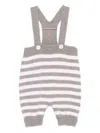 Little Bear Striped Button Playsuit In Neutral