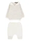 Little Bear Striped Trousers Set In White