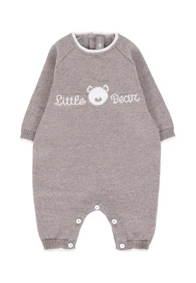 Little Bear Taupe Jumpsuit For Babykids With Logo In Brown