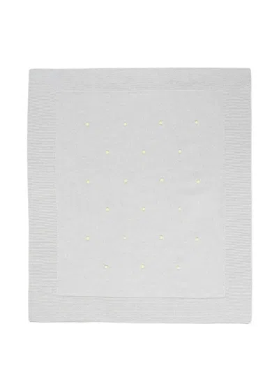 Little Bear Textured Dot-embroidered Blanket In Gray