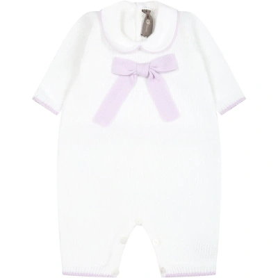 Little Bear White Babygrow For Baby Girl With Bow