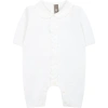 Little Bear Ruffle-trim Knitted Cotton Romper In White
