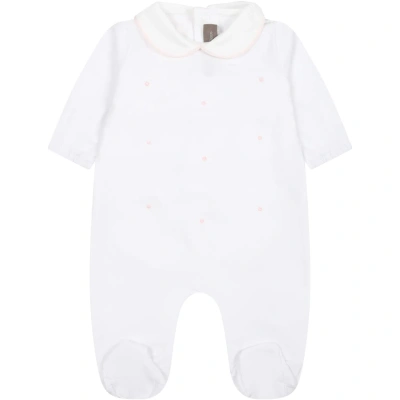 Little Bear White Babygrown For Baby Girl With Polka Dots