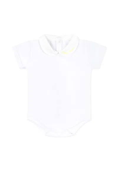 Little Bear White Bodysuit For Babykids With Logo