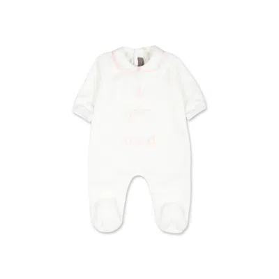 Little Bear White Chenille Babygrow For Baby Girl With Dad Writing