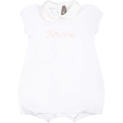 Little Bear White Romper For Baby Girl With Writing