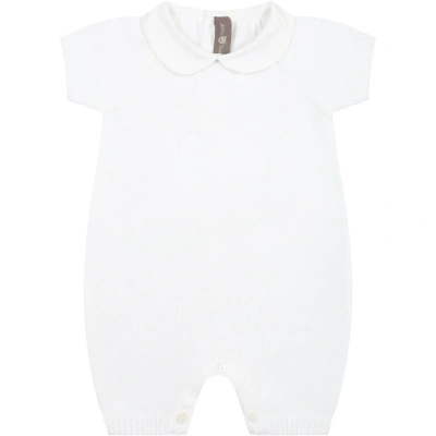 Little Bear Babies' 针织棉连体短裤 In White