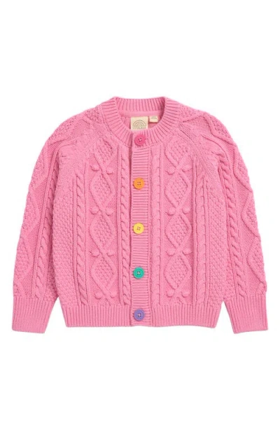 Little Bird Kids' Cable Cotton Cardigan In Pink