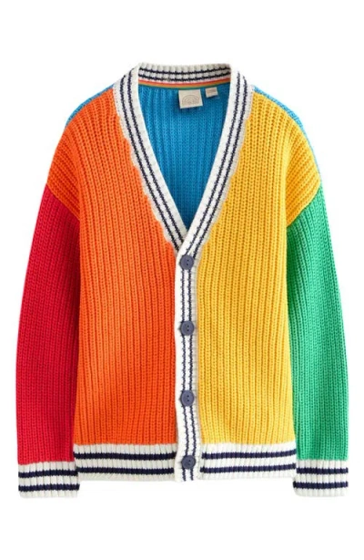 Little Bird Kids' Colorblock Cotton Cardigan In Red Multi
