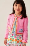 LITTLE BIRD LITTLE BIRD KIDS' FLORAL EMBROIDERED COTTON POINTELLE CARDIGAN