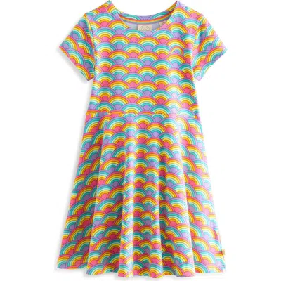 Little Bird Kids' Graphic Print Cotton Blend Skater Dress In Rainbow