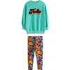 Little Bird Kids' Hello Graphic Print Sweatshirt & Leggings Set In Blue