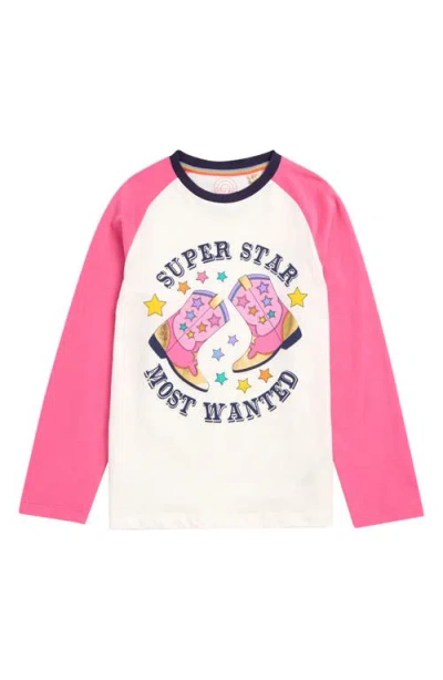 Little Bird Kids' Long Sleeve Super Star Graphic T-shirt In Pink