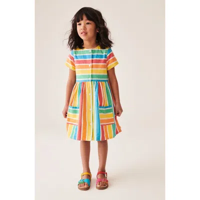 Little Bird Kids' Rainbow Stripe Cotton & Linen Shirtdress In Multi Stripe