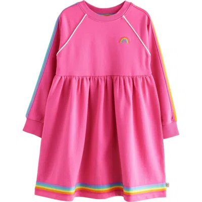 Little Bird Kids' Rainbow Stripe Long Sleeve Cotton Sweatshirt Dress In Pink