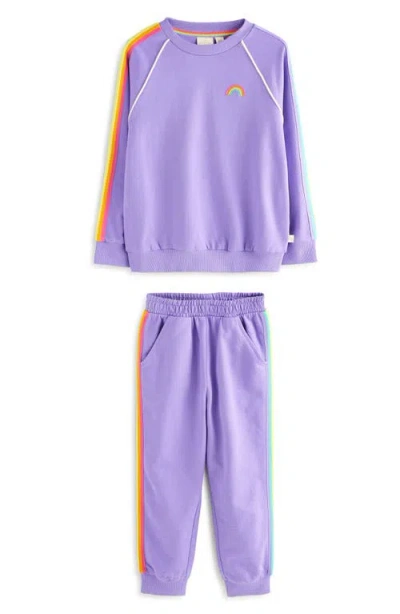 Little Bird Kids' Rainbow Stripe Sweatshirt & Joggers Set In Purple
