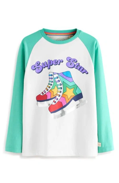 Little Bird Kids' Skate Colorblock Long Sleeve Cotton Graphic T-shirt In Blue
